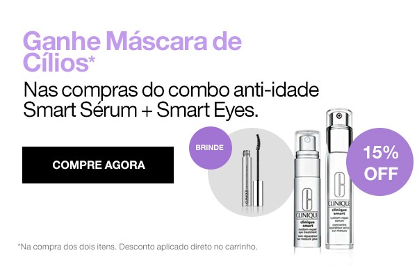 Ganhe Ganhe Máscara de Cílios Nas compras do combo anti-idade Smart Sérum + Smart Eyes.