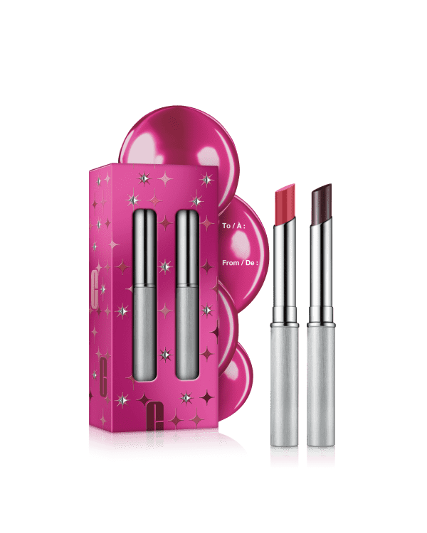 Kit Almost Lipstick Black + Pink Honey, Dois tons do icônico gloss-bálsamo da Clinique, em embalagem pronta para presente.