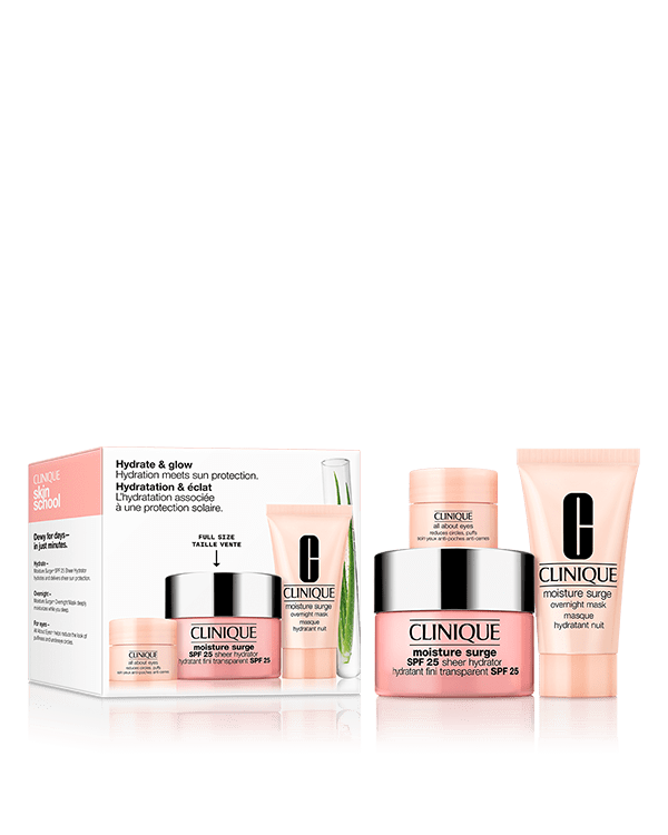 Kit Moisture Surge - Hidratante Facial + Máscara Noturna + Hidratante Para Olhos, 3 produtos favoritos de skincare para hidratação da pele, incluindo um hidratante com FPS.